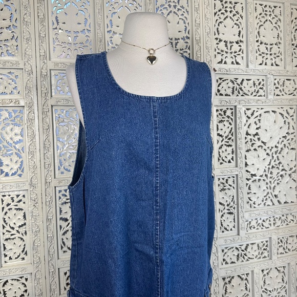 Vintage Medium Wash Sleeveless Denim Two Pocket Overall Dress Sz Medium - Picture 3 of 9